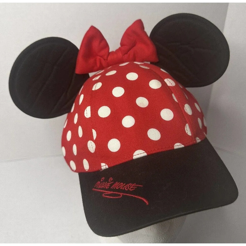 Youth Minnie Mouse Polka Dot Ears Snapback Hat Cap UNIQUE Hong Kong Disneyland